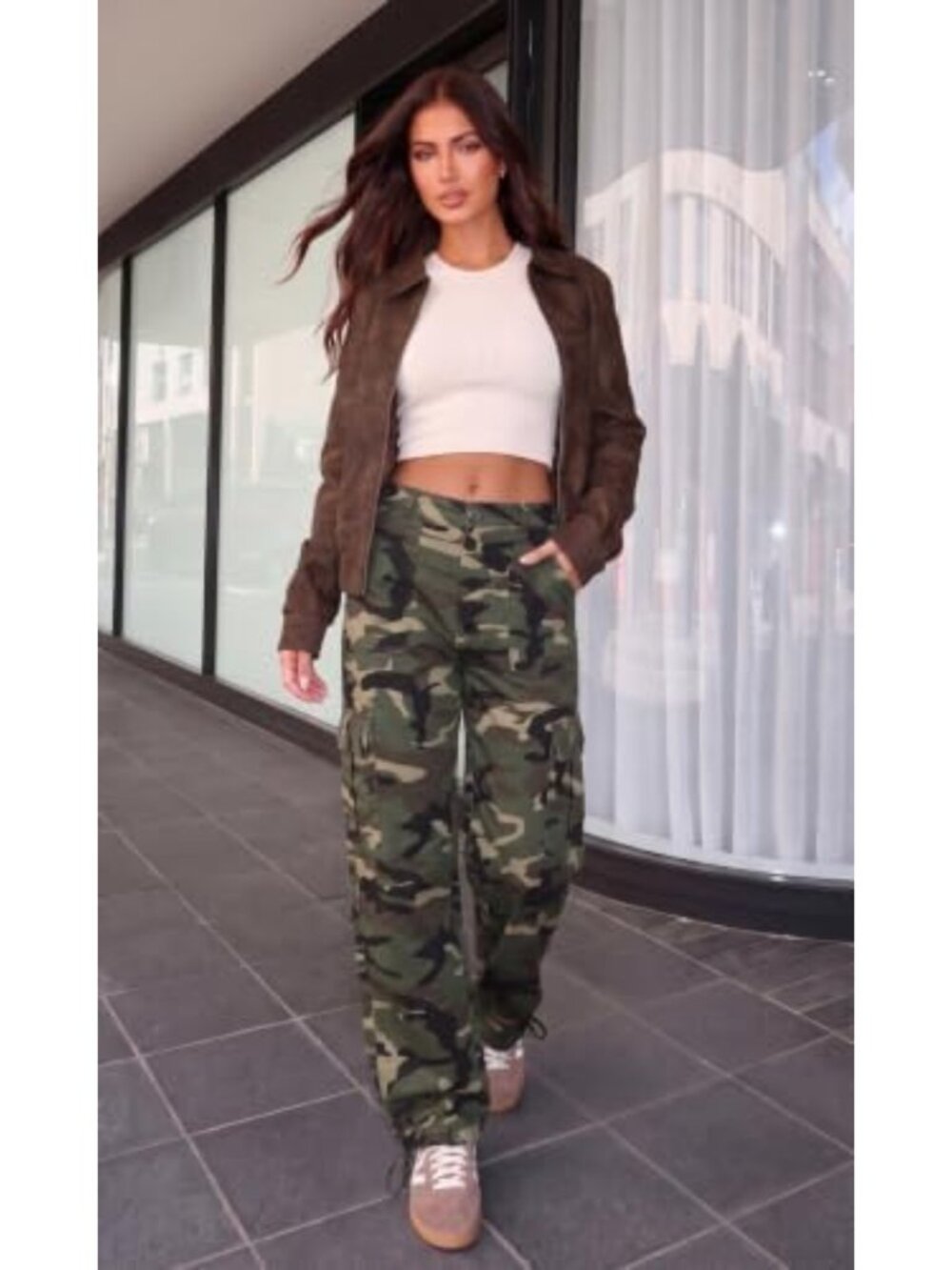 High Waisted Cargo Pants for Women | Y2K Streetwear, Baggy, Stretchy, 6 Pockets - Picture 2 of 5
